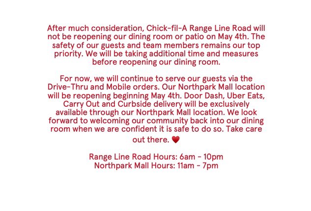 Chick-fil-A Range Line Road (@filrange) on Twitter photo 