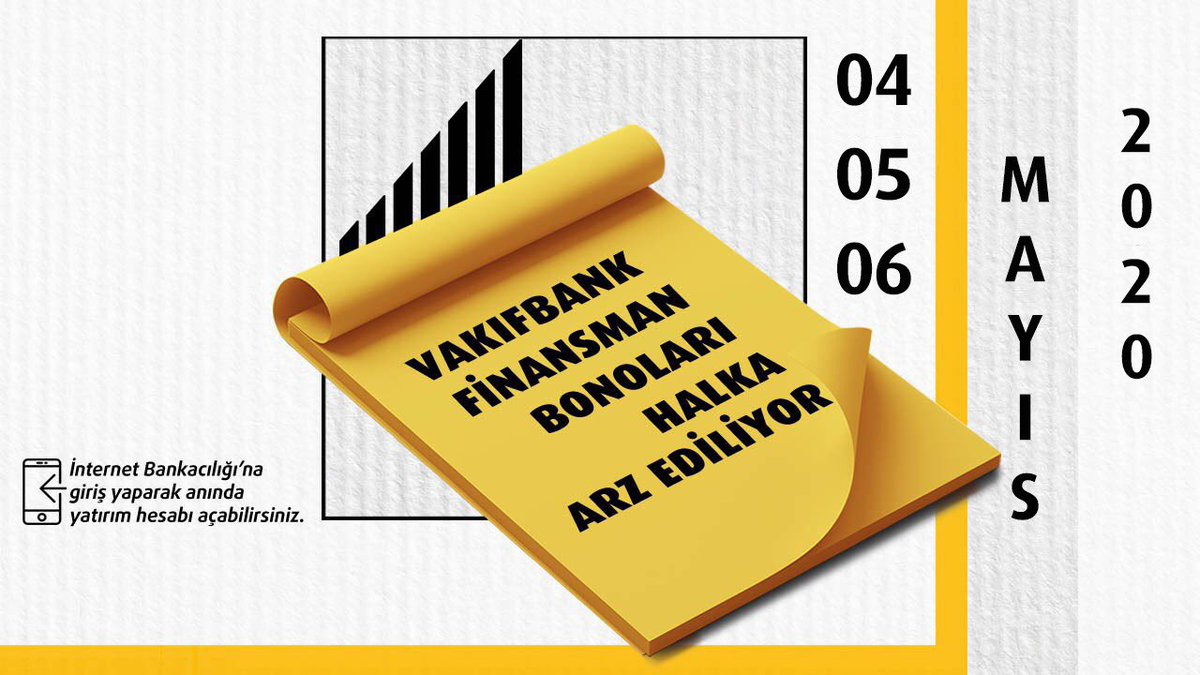 VakıfBank 119 ve 168 gün vadeli Finansman Bonoları 04-05-06 Mayıs tarihlerinde halka arz ediliyor.
Detaylı bilgi için; bit.ly/39XQQg8