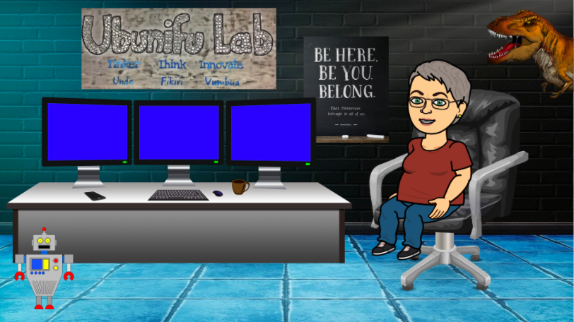 Over the weekend, I got caught up in the teacher @Bitmoji craze and tried to use elements of the @UbunifuLab in my digital 'classroom'. Nothing beats being face to face with students though. #remotelearning #labhasnodesktops #ipadismissing #makerspace #mightneedtoredothis