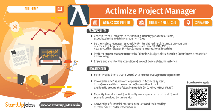 StartupJobsAsia's tweet photo. Job Ad of the Week :
#Antaes Asia Pte Ltd #Singapore is hiring some roles:
1. Backup L3 Enginee | https://t.co/Yaeo1MFVFg
2. Big Data Administrator | https://t.co/Yaeo1MFVFg
3. Actimize Project Manager | https://t.co/ABGWMyoEBn
#startup #vacancy #JobOpening #career #jobseeker https://t.co/H40StBm2JQ