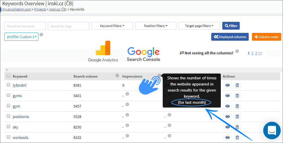 collabim's tweet photo. Did you miss the information about the time period measured to obtain the displayed data? In the Keyword Overview we newly added the stretch of time to every Google Analytics and Google Search Console column. https://t.co/9bH9Jdpi4R
