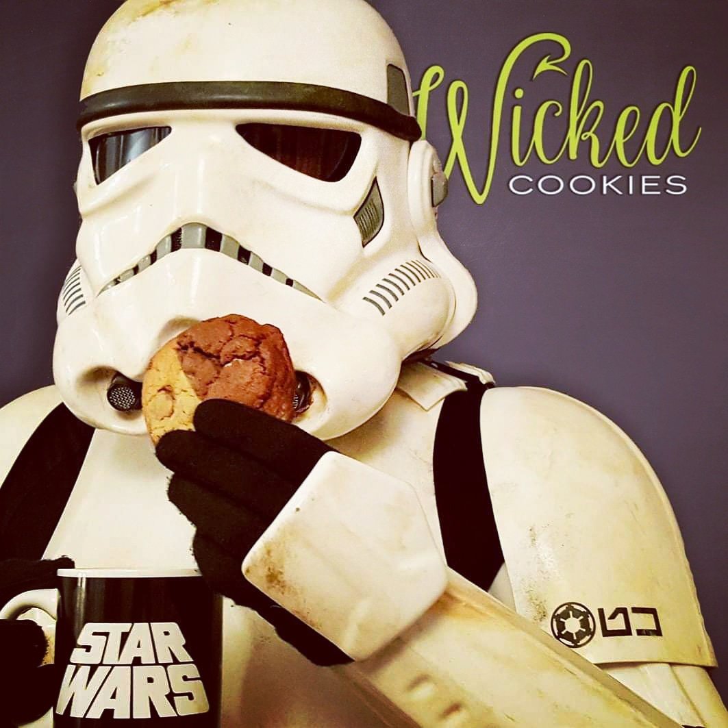 May the 4th be with you and your Wicked Cookie!
#cookies #starwars #stormtrooper #MayThe4th 
P.S Yes, that is chief cookie maker Giles in his actual real Stormtrooper outfit with one of our actual cookies!
wickedcookies.co.uk 
#vegan #glutenfree options too!