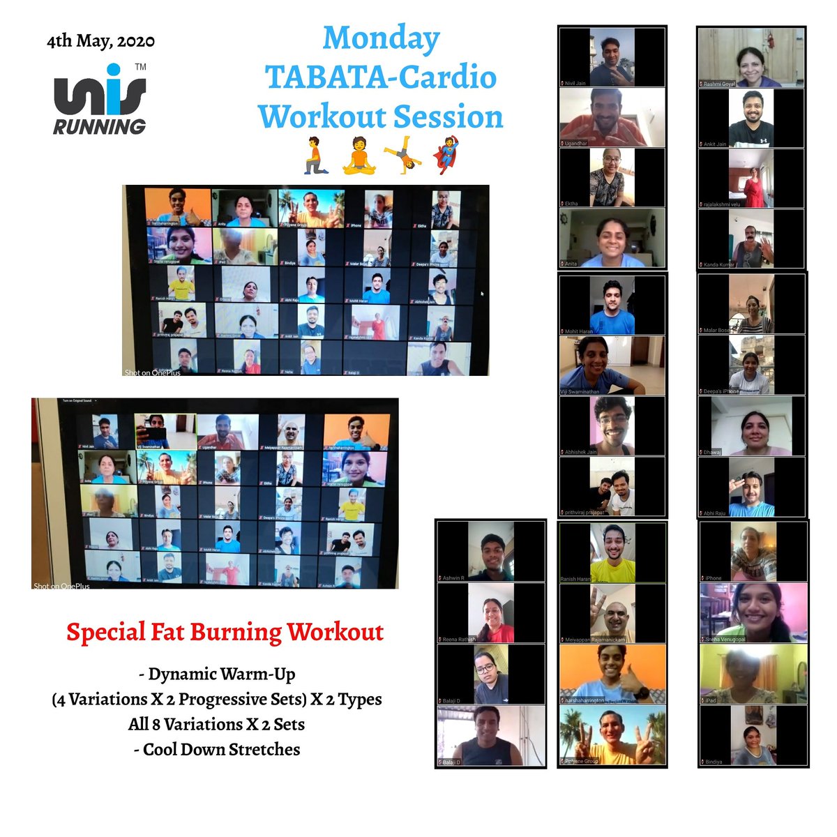 RunningUnis's tweet photo. Special Sweat & Fat Burning Workout
TABATA-Cardio Session
.
Tomorrow rest day. Join us on Wednesday at 6am
.
#LimitlessBeginsWithin #BeLimitless
#MadrasISHM2021 #UNISRunning #21Feb21
#InnerStrengthHalfMarathon #InnerStrength
#CerebralPalsyAwareness https://t.co/fPhnZwUqPo