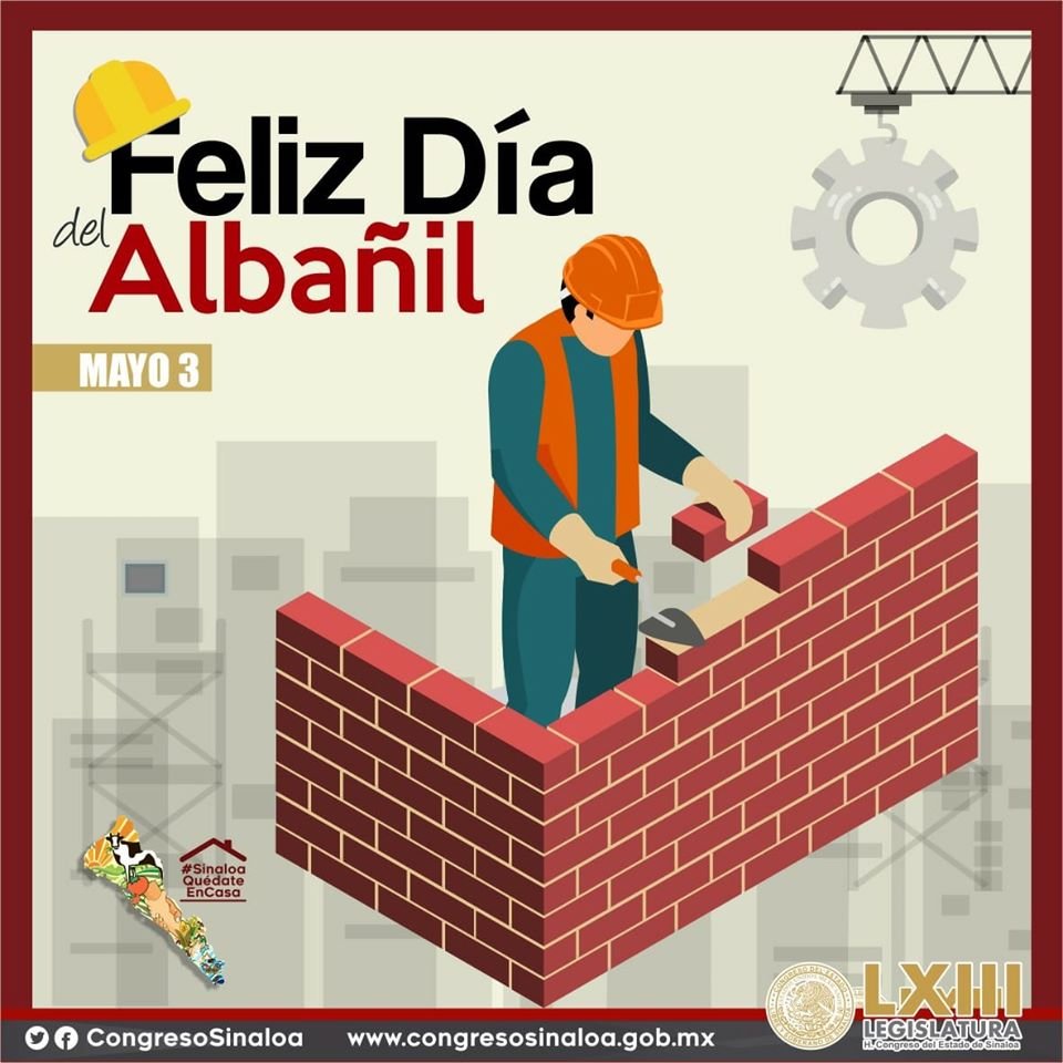 congresosinaloa's tweet photo. Cada 3 de mayo en #México los albañiles festejan su día. Revalorizar su trabajo como uno de los oficios más dignos y arduos. Nuestra admiración y respeto para ellos. https://t.co/SDS9z56gi1