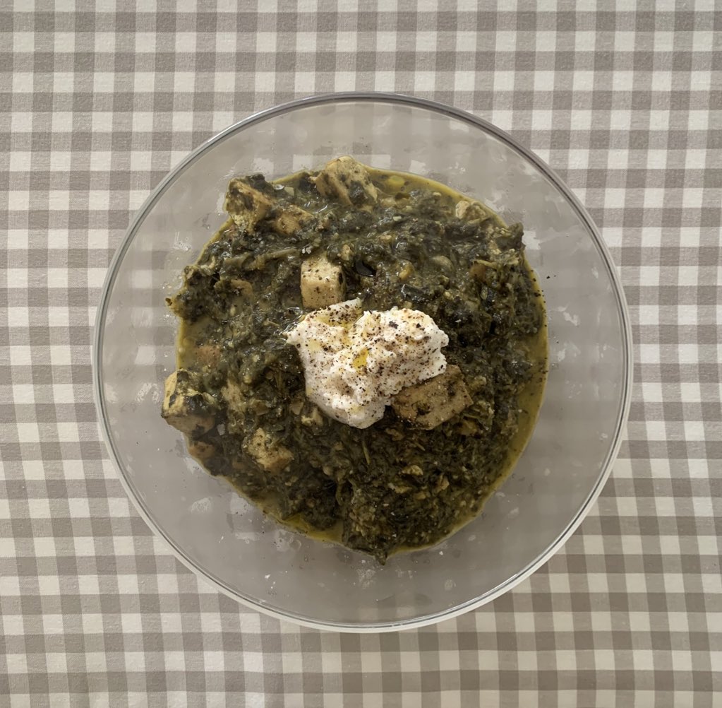 this is saag tofu that my sis made. we have been trading frozen meals a bit to mix it up. perfect cold-day lunch