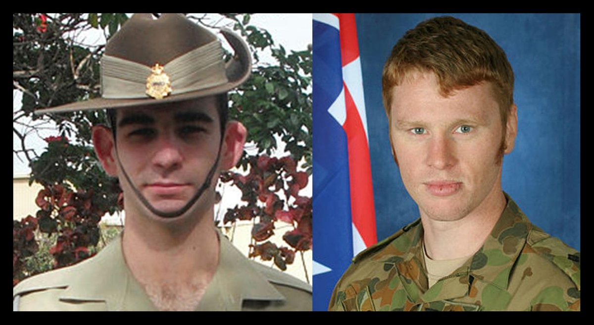 Today we remember Australian soldiers LCPL Andrew Jones and LT Marcus Case, who died in separate incidents in Afghanistan on 30/5/11. 
Jones (9th Force Support Battalion) was killed in a green-on-blue attack, while Case (6th Aviation Regiment) died in a helo crash. Rest in peace.