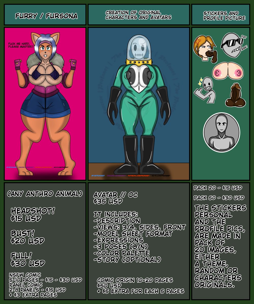 Profa_Nite's tweet photo. Hoho! He vuelto! después de este delicioso descanso para ordenar algunas cosas y dejar en claro otras... Mañana subire una cosita especial, pero mientras tanto, aqui les dejo mis renovadas comisiones...
#CommissionsSheet #CommissionAlwaysOpen #ProfanetWork #ZAWARUDO https://t.co/d6Z7EWgHBB