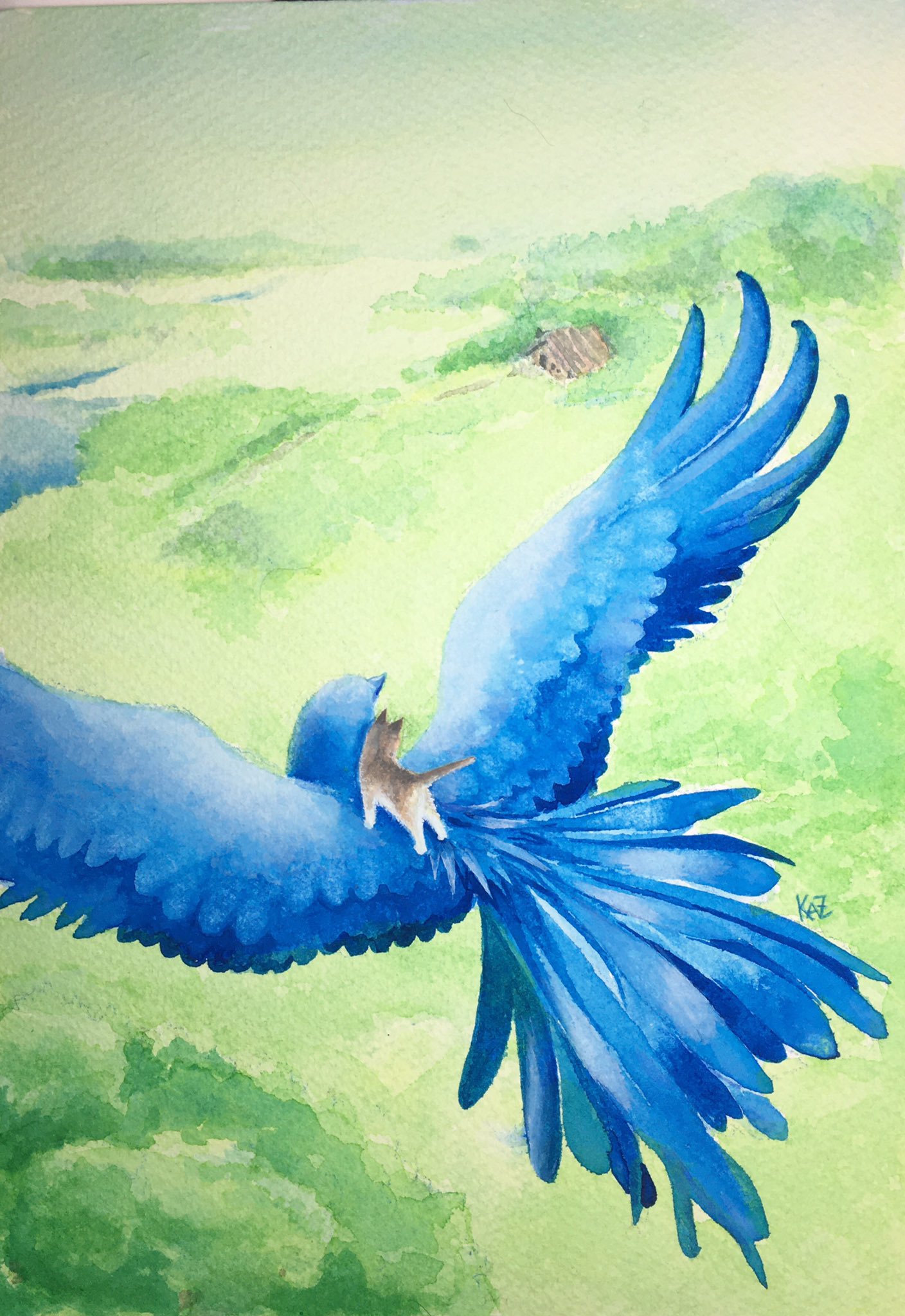 ファンタジーの鳥の水彩画 ファンタジーの鳥の水彩画