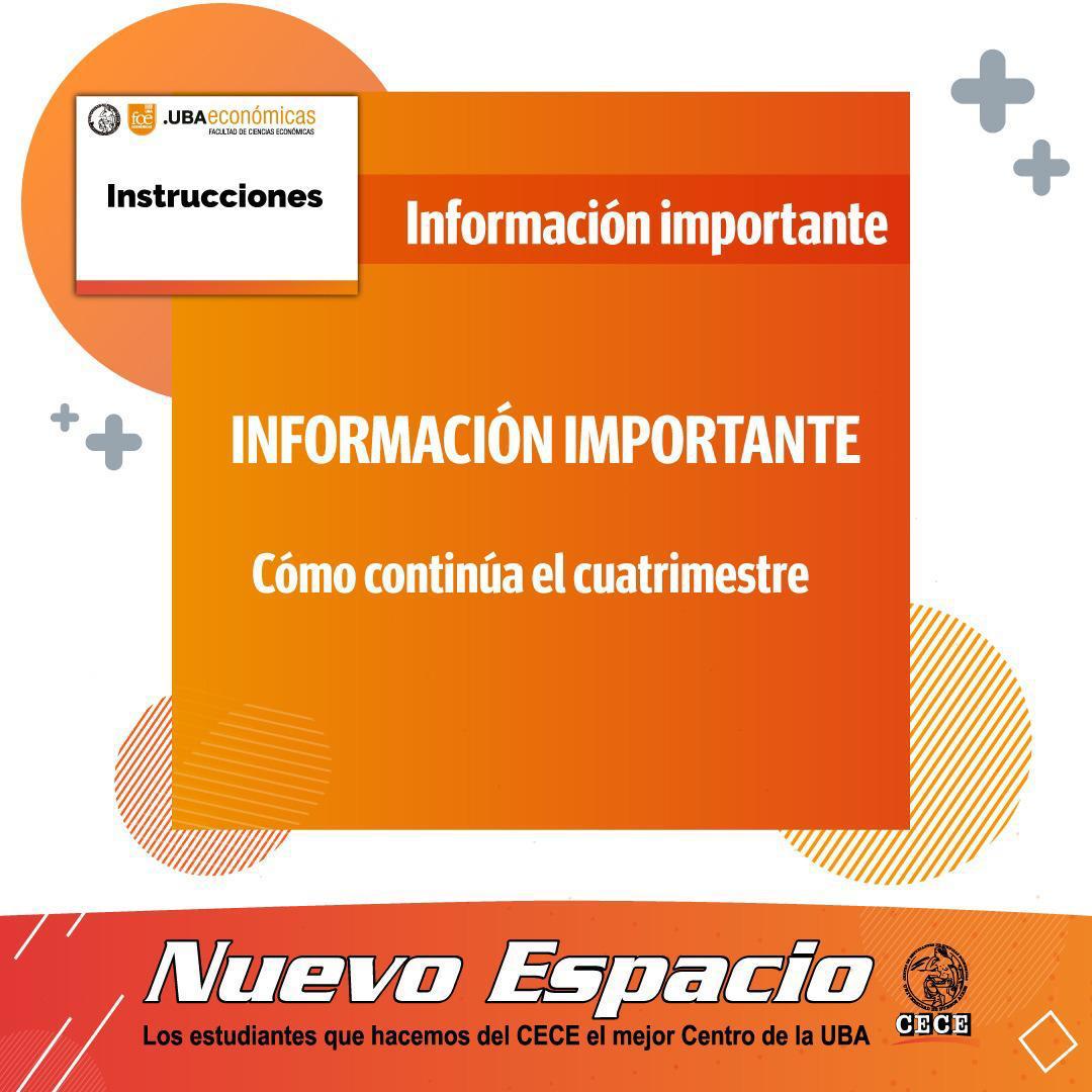 ceceuba's tweet photo. INFORMACIÓN IMPORTANTE‼️‼️‼️‼️
Desde el CECE queremos comunicar el instructivo expedido por la Facultad hacia los docentes sobre cómo seguir adelante la cursada. El procedimiento se desarrollará de la siguiente manera: https://t.co/OBsobL3XFt
