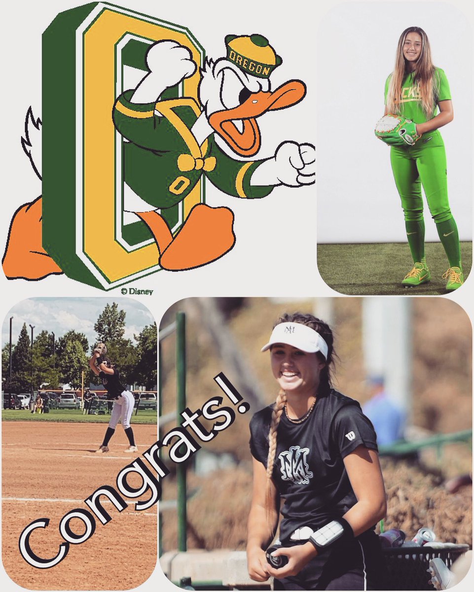 NSISA_'s tweet photo. Ducks are quacking for her arrival! @stevie_hansen00, congrats! now committed to @OregonSB everyone go give her a follow!! #Ducks #NCAASoftball #Division1 #Classof'21 #PAC12 #Athletics https://t.co/2J4aIlKomW