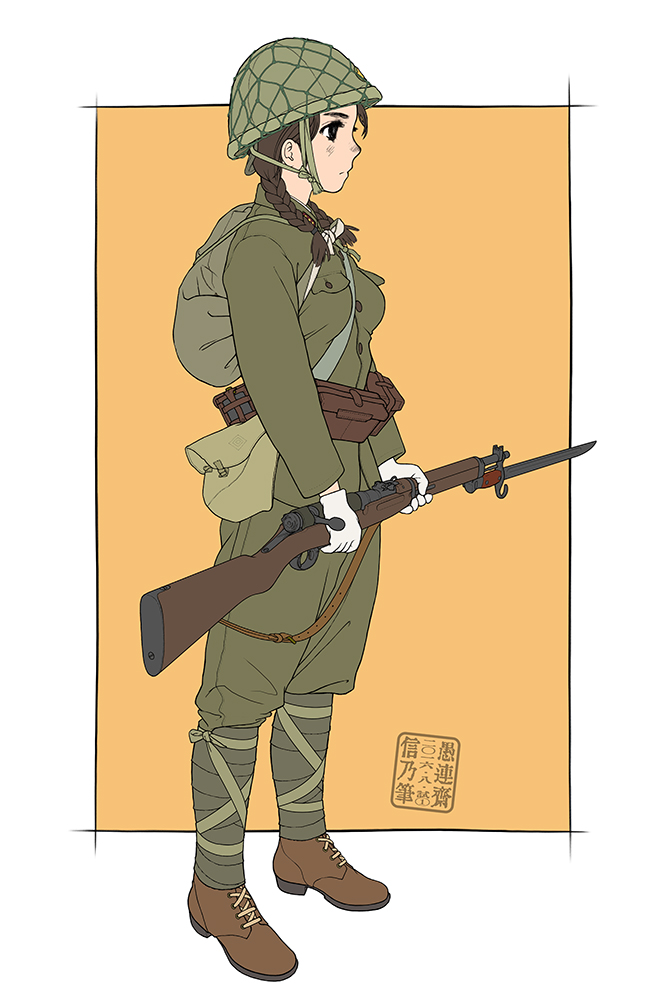 オリジナル騎銃娘ちゃん、下書きから出来上がりまで。
#イラスト 