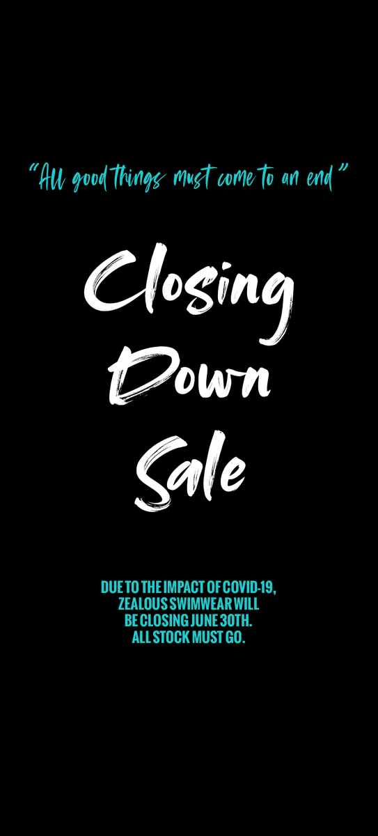 Due to the impact of Covid-19, Zealous Swimwear will be closing 💔😢
 All current orders will be completed and dispatched accordingly while discontinued stock will remain on the website until June 30th. 

READ FULL POST // zealousswimwear.com/blogs/shop-zea…