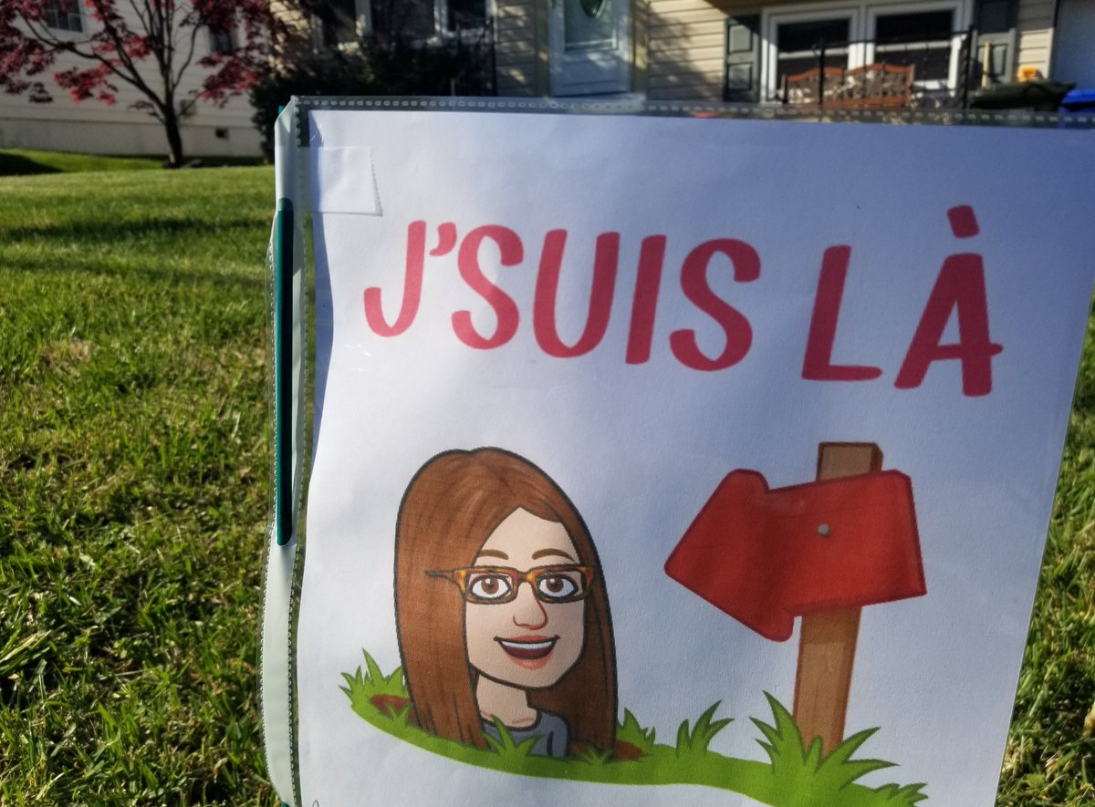 I spent a few hours this weekend driving around the sending districts to my students' houses and I stuck my ridiculous bitmoji signs on their front lawns.  Judging by the amount of thank you emails I received, they liked the gesture.  🙂 #rvrhsfrench