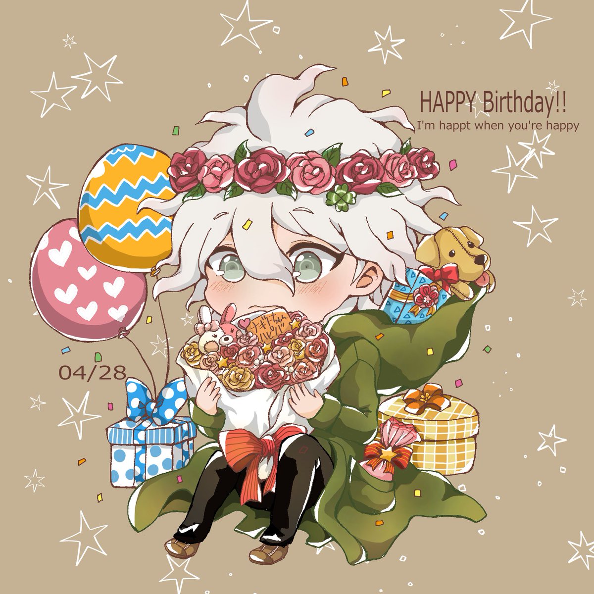 狛枝誕生日おめでとォォォォォォ！！遅れてごめんね！！キミが幸せだと私も幸せだよ！！
#狛枝凪斗生誕祭2020 
#狛枝凪斗誕生祭2020