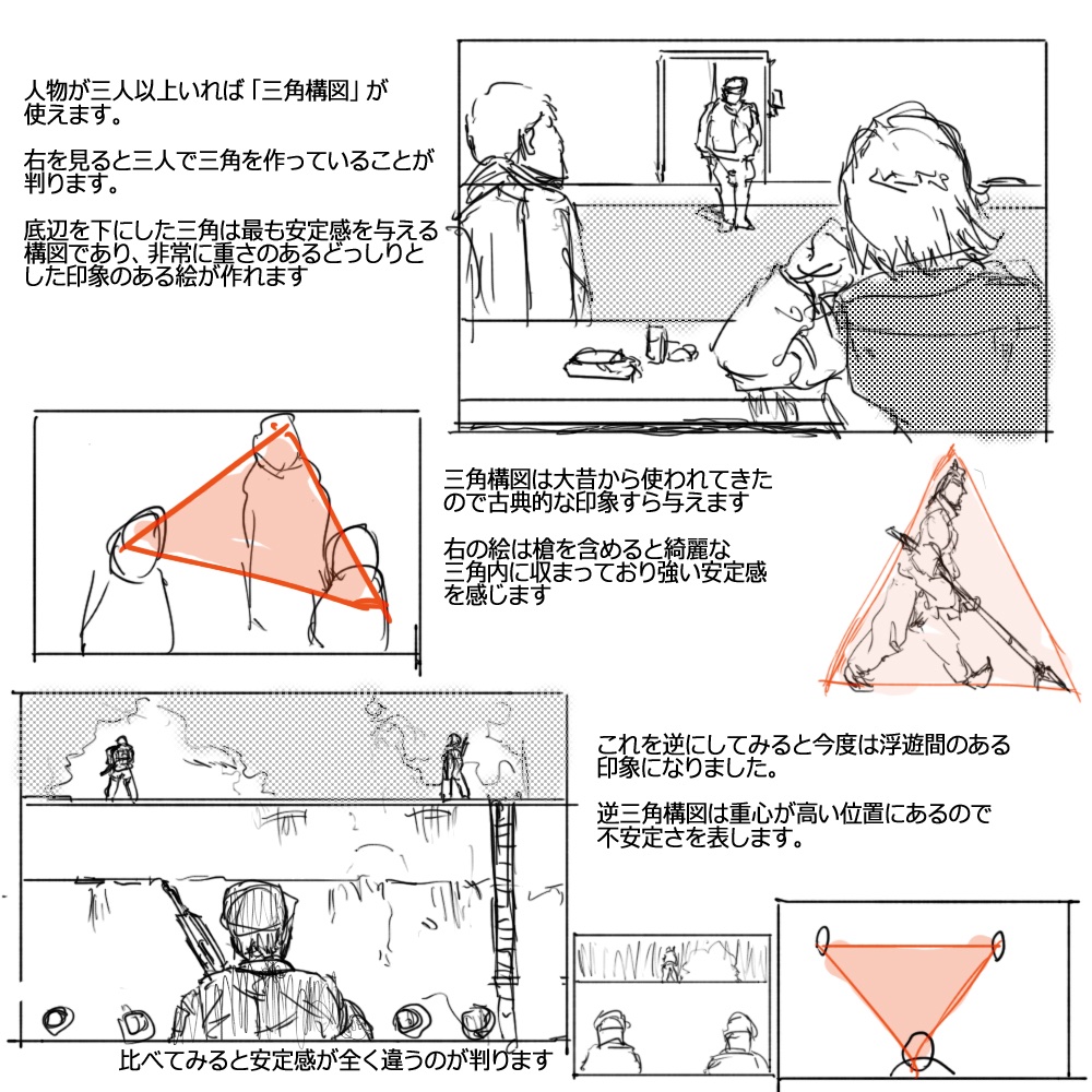 三角形を利用した構図作成についてのメモです
#芸術同盟 #絵描きさんと繋がりたい #創作クラスタさんと繋がりたい