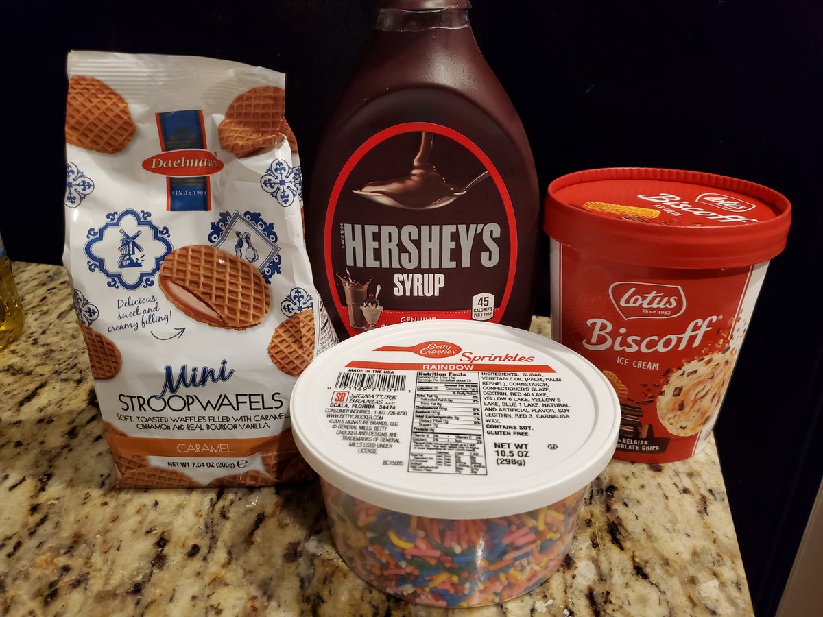 jknapfel's tweet photo. So I did a thing. I bought #Biscoff ice cream and mini #Stroopwafels recently. Tonight I thought, "Maybe I can make a sundae with them?" I was trying to think of a good name for my creation, like "The Non-Rev Surprise" or something #Avgeek, but nothing yet. 😉 #CookingWithJason https://t.co/Kn6yngm1pf