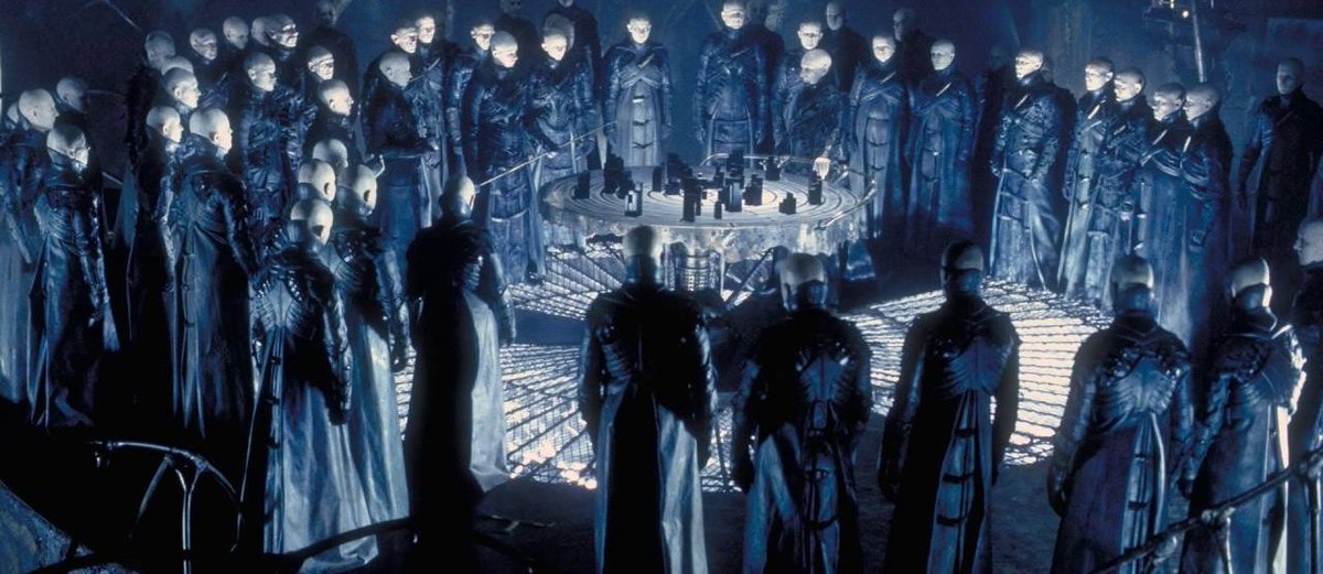 While we're on the end of the spectrum, the cult classic Dark City doesn't quite fit—it's more noir-inspired—but the design of the (spoiler) aliens certainly comes close: