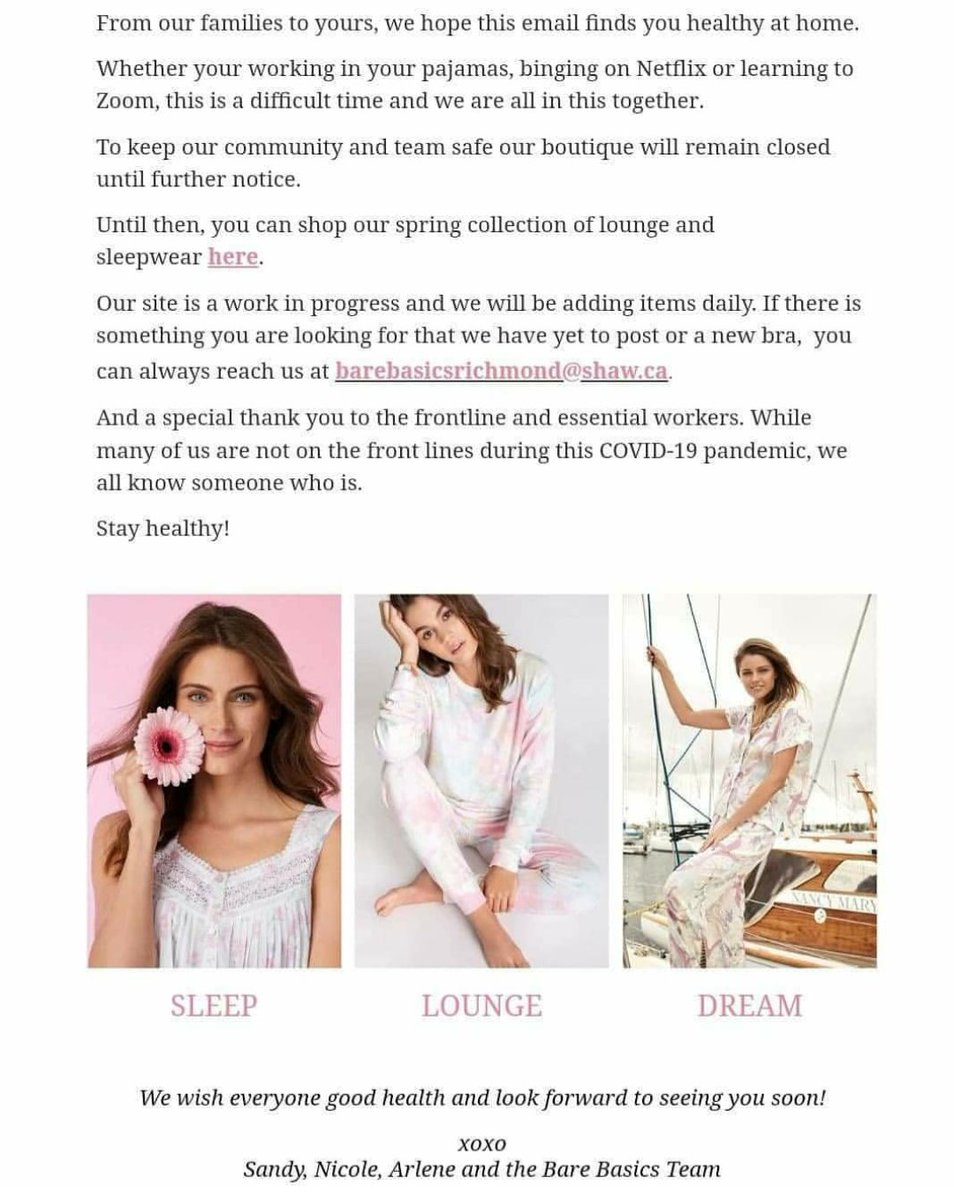 BBasicsLingerie's tweet photo. Now is the perfect time to shop for new pjs while in your pjs because our online store is LIVE! Shop the link in our bio and get cozy with us! #barebasics https://t.co/zMrhqxaVNn