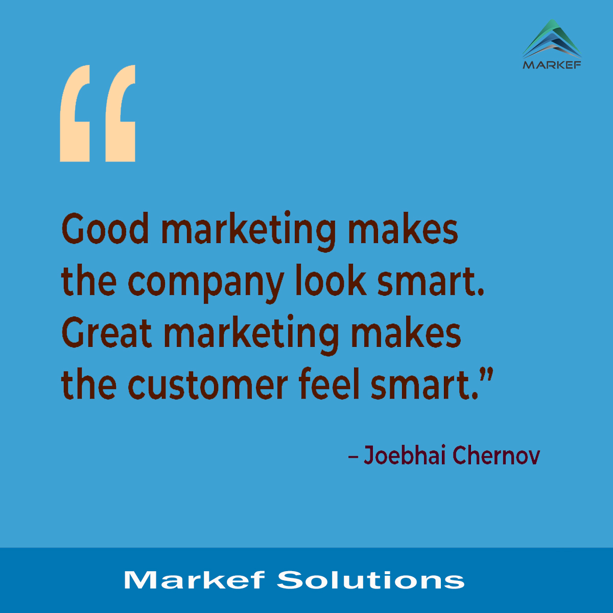 markefsolutions's tweet photo. “Good marketing makes the company look smart. Great marketing makes the customer feel smart."
#Markef #MarkefSolutions #UAE #Pakistan #Networking #WebDesignAndDevelopment  #WebDevelopmentCompany #FreelanceWebsiteDeveloper #ShopifyWebDesigner #EcommerceWebsiteCost https://t.co/zYtF11Pnoe