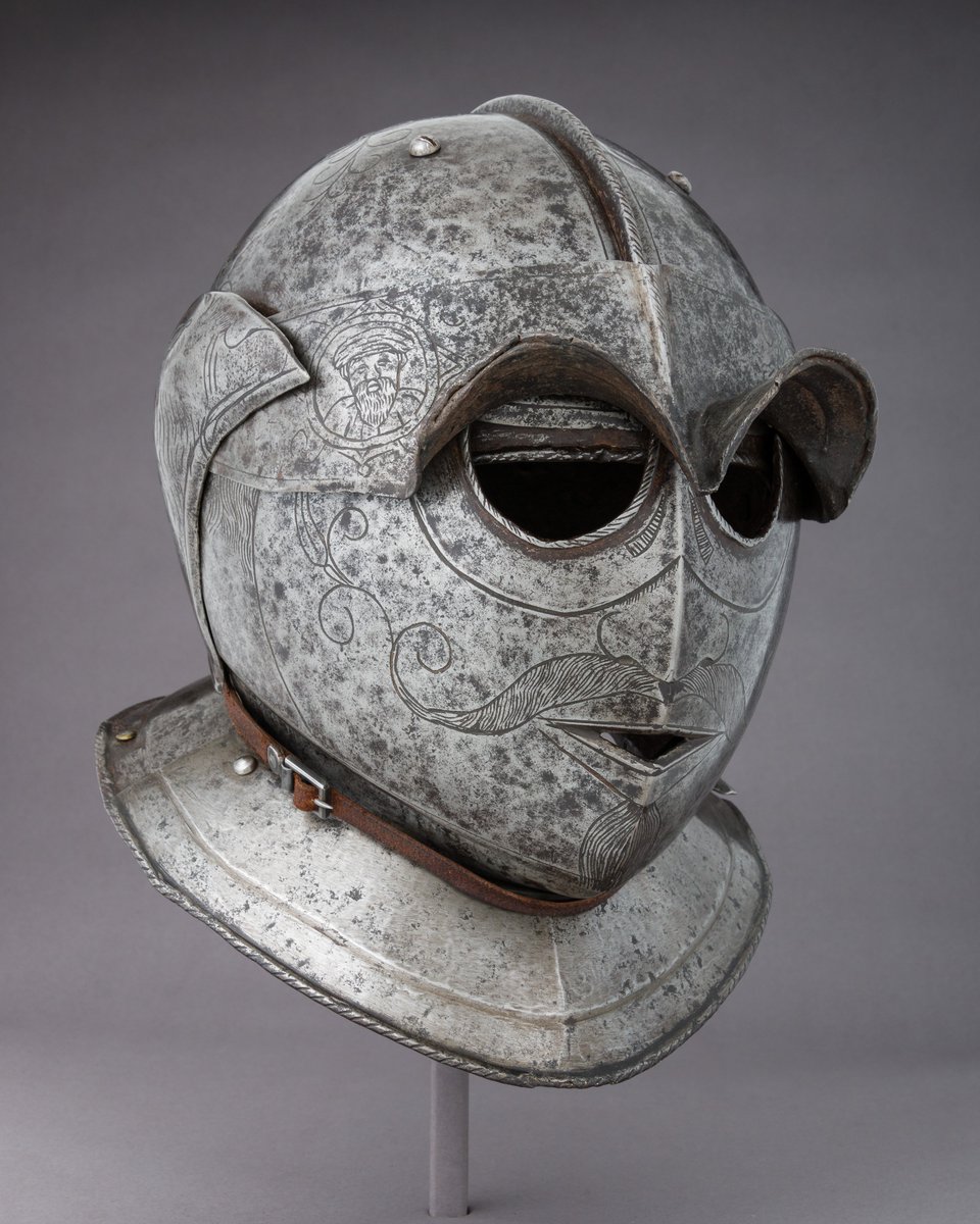 journeymanhisto's tweet photo. Siege helmet, Italian, ca. 1625 https://t.co/XpWCPlxfEl https://t.co/vjfVVRQJBi