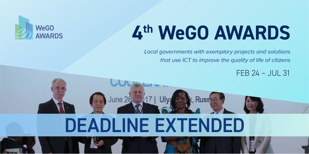 WeGovOrg's tweet photo. 📣 4th #WeGOAwards Deadline Extended!
Apply until July 31 to gain international recognition for your projects and #ICT solutions that improve citizens’ quality of life.
🔗 https://t.co/PgR8dvw46M
#SSC4All #SmartCity #SustainableCity #IoT #SDG11 #Sustainability #WeGOMembers https://t.co/5n06RRHFS2