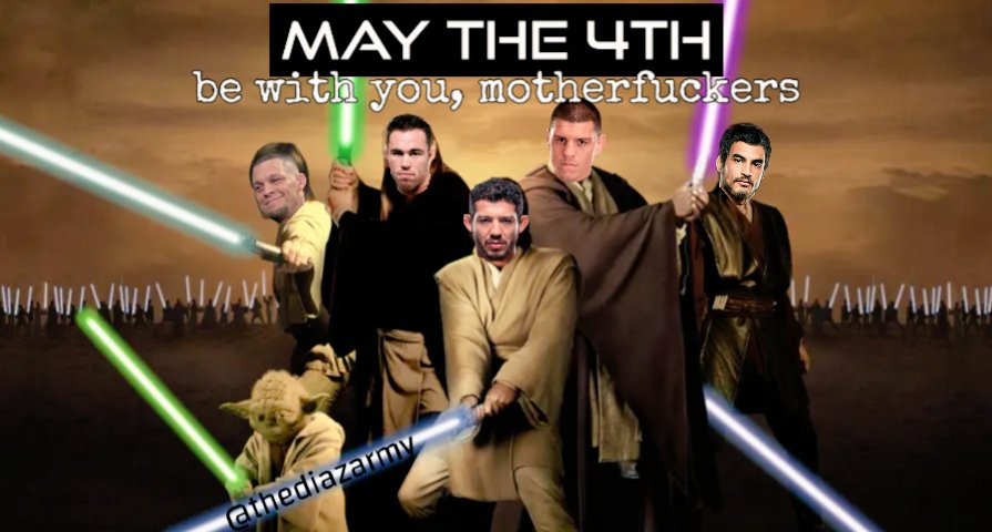thediazarmy's tweet photo. May the 4th #MayThe4th #MayThe4thBeWithYou #MMA #MMATwitter #badphotoshop #wardiaz #JediFallenOrder #stockton #nickdiazarmy #StarWars #MondayMotivaton #skrappack #Memes #lol #TheCloneWars #original #reprsent https://t.co/FtUkvoFiFE