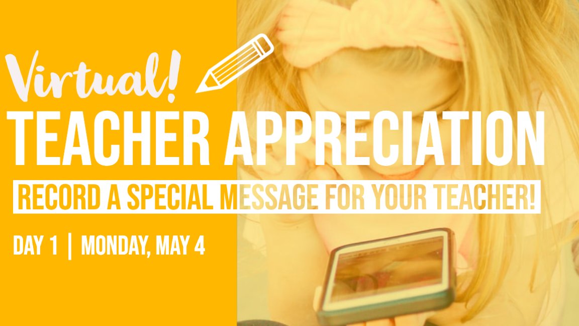 It's Teacher Appreciation Week! Help us celebrate our 
<a href="/CESMiniCougars/">Cougar Elementary</a>&amp; <a href="/MPEScougars/">Manassas Park Elementary School</a> teachers by joining in our week-long virtual celebration! Day 1: Record a special message for your teacher. You can share it on twitter or email your teacher directly! #appreciateMPCS