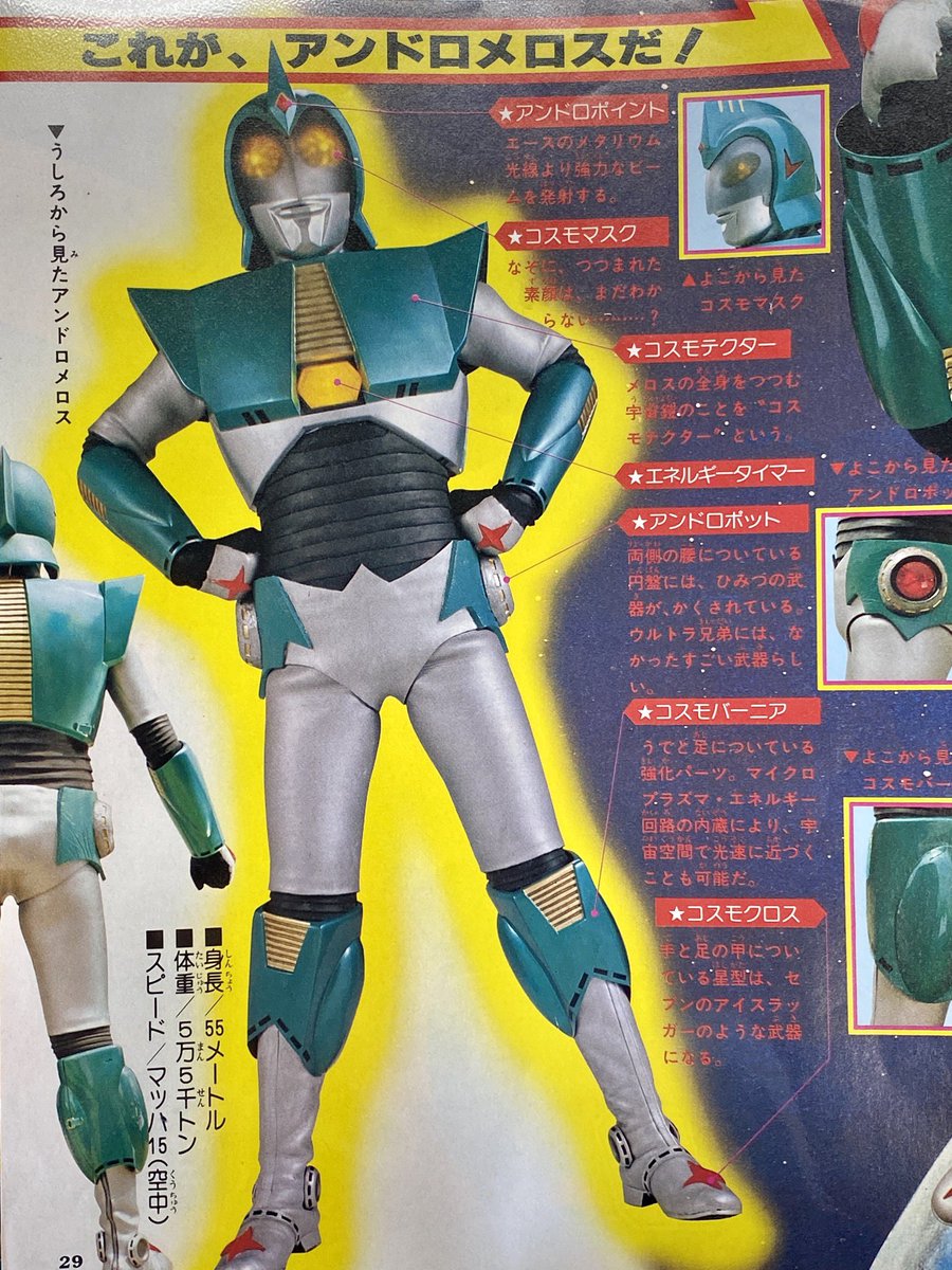1981年7月号のアンドロメロス。 安井さんからの要望はゴーグルの色が