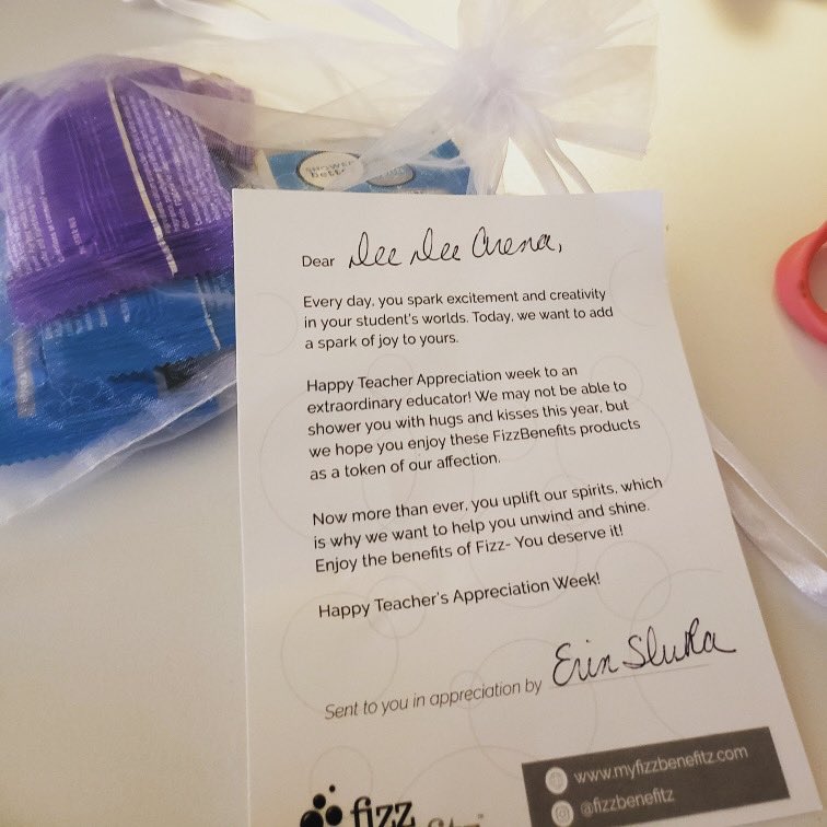 3sonshavei's tweet photo. A very loud THANK YOU to all Teachers! Also thank you to @fizzbenefitz for sending our favorite teacher (my Mom) a special package for #teacherappreciationweek. It’s been a rough few weeks for teachers so this is so thoughtful. #betterwithbubbles #fizzbenefitz https://t.co/XdJWa1CrPM