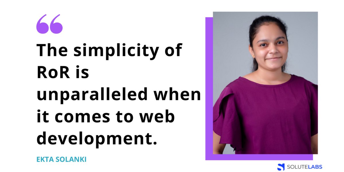 solutelabs's tweet photo. Ekta Solanki Says , " I am in love with #Ruby because it has such a #robust #onlinecommunity, that answers any questions I have within a few hours."
Meet our #RubyonRails developers and see why they are in love with #railsdevelopment. - https://t.co/t5OEwm8xf1
#SoluteLabs #RoR https://t.co/1GExph5nsX