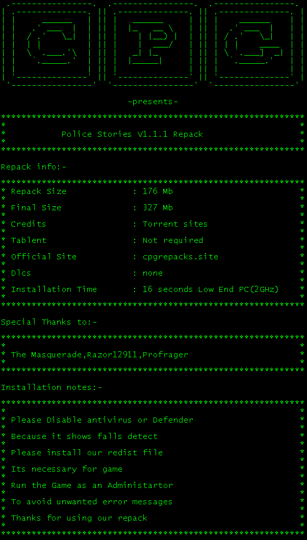 cpgrepacks's tweet image. Police stories repack