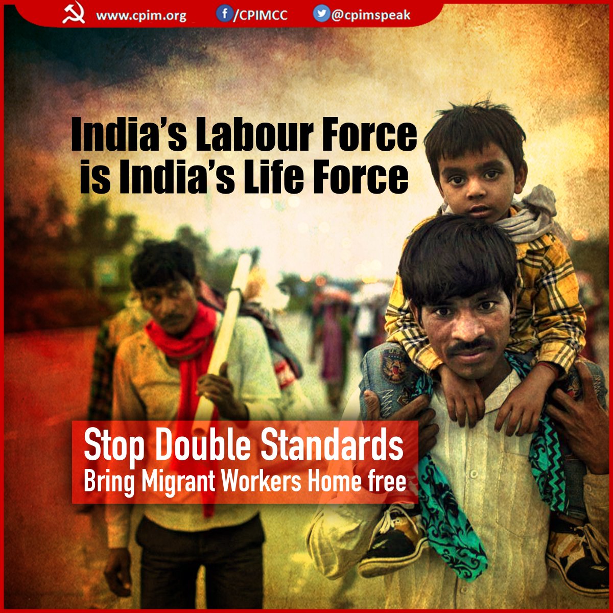 cpimspeak's tweet photo. Govt pays Rs 92,566 per passenger to bring back Indians from China, Italy, Iran, Japan for no charge to the passengers.
But charges migrant workers train fare to go home.
Are migrant workers not citizens? https://t.co/X2q4NWYrGJ