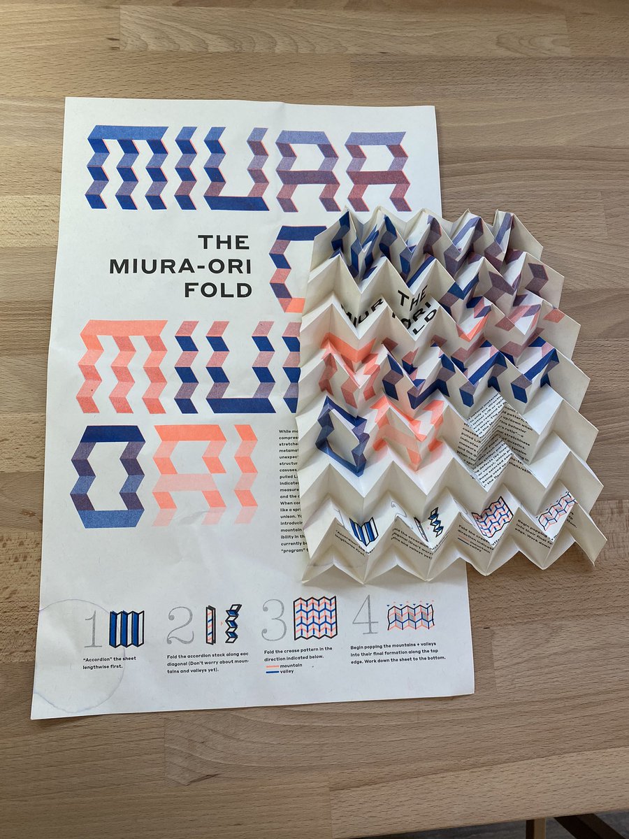 ondinafrate's tweet photo. Paper folding engineering #kellianderson #waterbombfold #miuraorifold https://t.co/R62Fk6tYj2