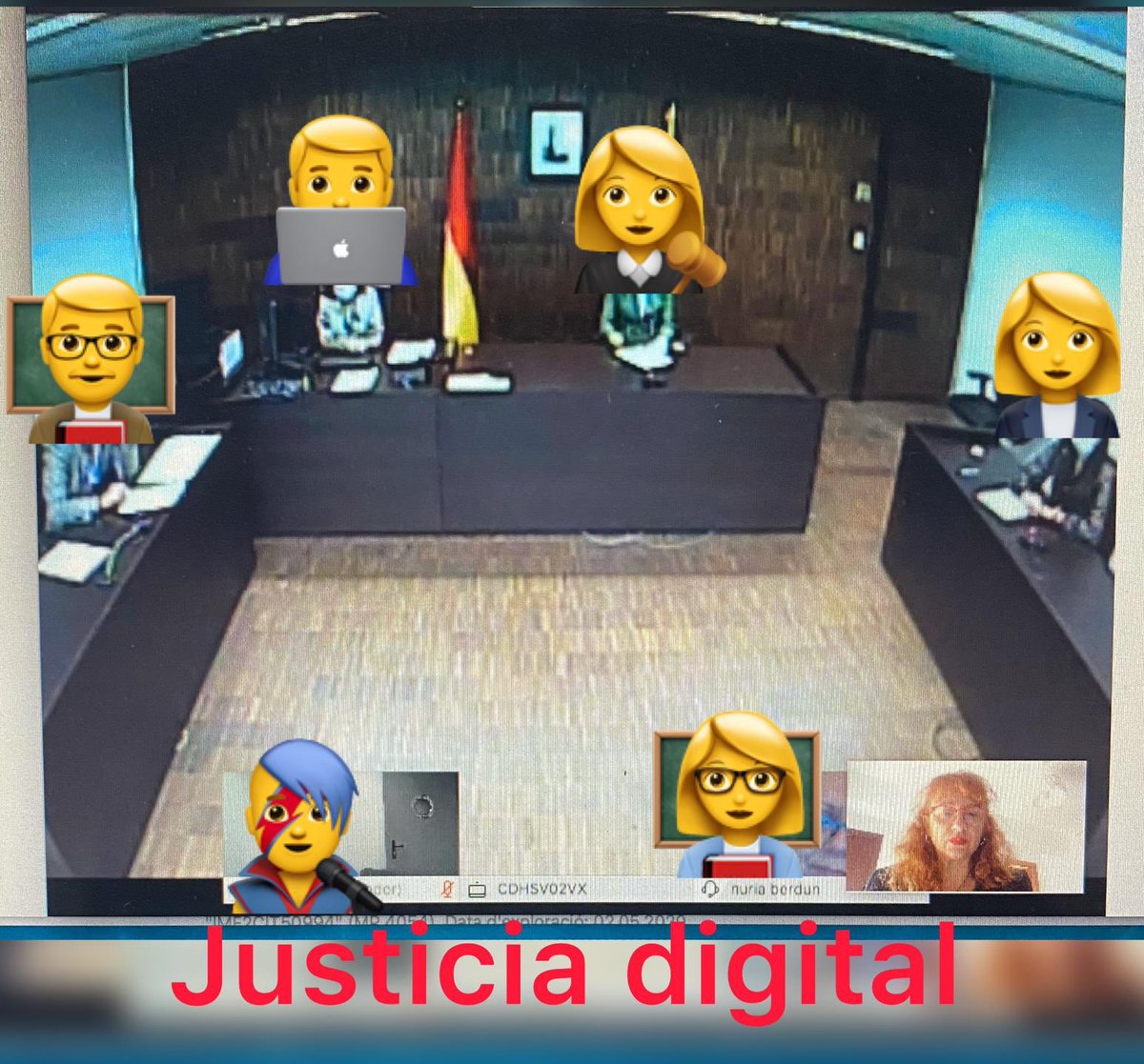 1r juicio telemático en BCN: conectando la Sala de la CJ con videoconferencias simultáneas con <a href="/mossos/">Mossos</a>, detenid@ y letrad@s: dando cumplimiento al Art.19 del RDL 16/2020 y a la Directiva 2014/41/CE y respetando íntegramente el #DerechoDefensa⚖️. ¡Ha costado pero ha sido posible!