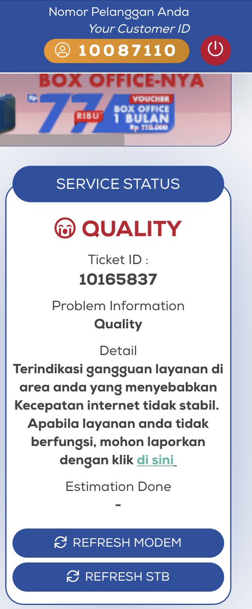 daneezrr's tweet photo. @FirstMediaCares Halo first media.. tolong masalah internet ini ditangani , sudah masuk minggu ke dua masalah seperti ini dan kalau sudah ada indikasi gangguan bahkan ada complaint tolong bantu diperbaiki https://t.co/kcv66UXWSc