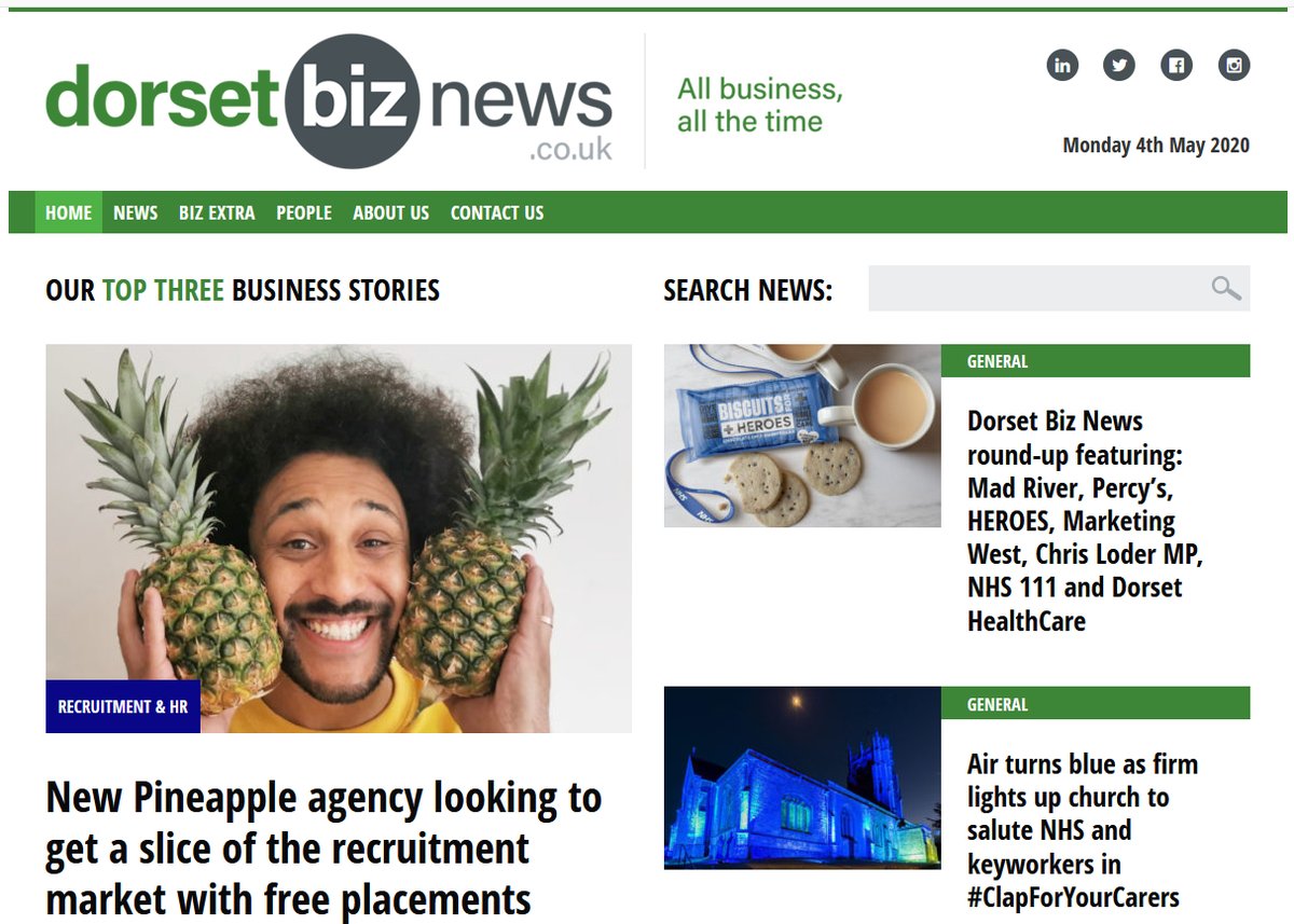 dorsetbiznews's tweet photo. New recruitment company @PineappleHires co-founded by @danwareuk offers free placements; @madriverdesign helps Percy’s with new @HelpThemHelpUs_ fundraising biscuit plus @MarketingWestUK @chrisloder 
@DorsetHealth. All on https://t.co/T6YnHSpuYB, Dorset's No.1 biz news website. https://t.co/AKHmu9G6LW