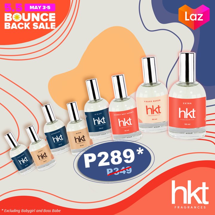 We’re HOOKT on bouncing back! Get your favorite HKT Fragrances for only P289! That’s P60 total savings. Shop now at #LazadaPH55 #LazBounceBack