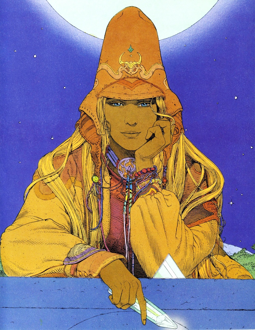 French illustrator Moebius doesn't really fit here. He was CERTAINLY a huge influence on the aesthetic, but I don't think he really 100% fit with what it became.But my god look how gorgeous this image is!