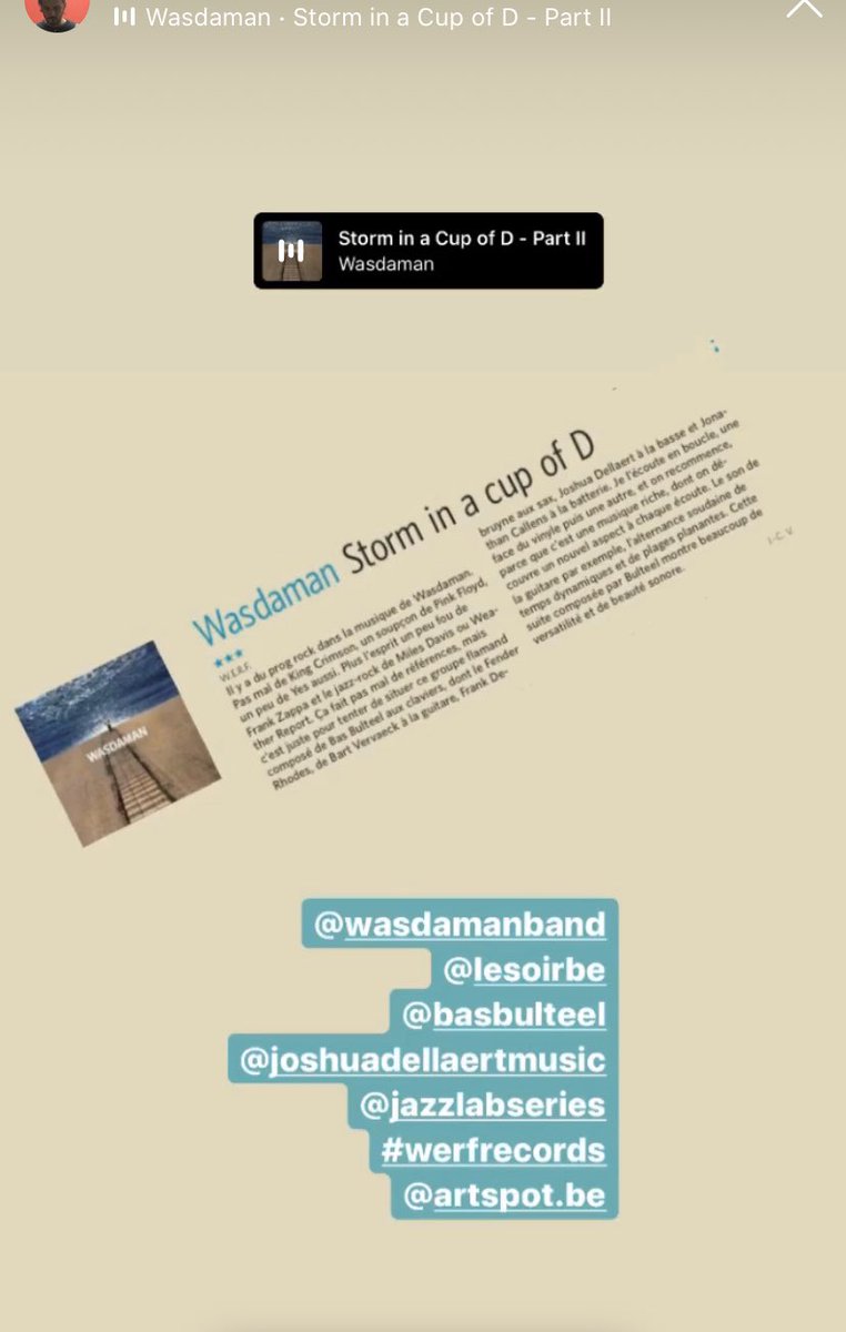 BasBulteel's tweet photo. Wasdaman kudos. Merci beaucoup 🙏🏼@lesoir #wasdaman #basbulteelmusic #werfrecords #jazzlabseries #artspot https://t.co/DFh3zuOKLA