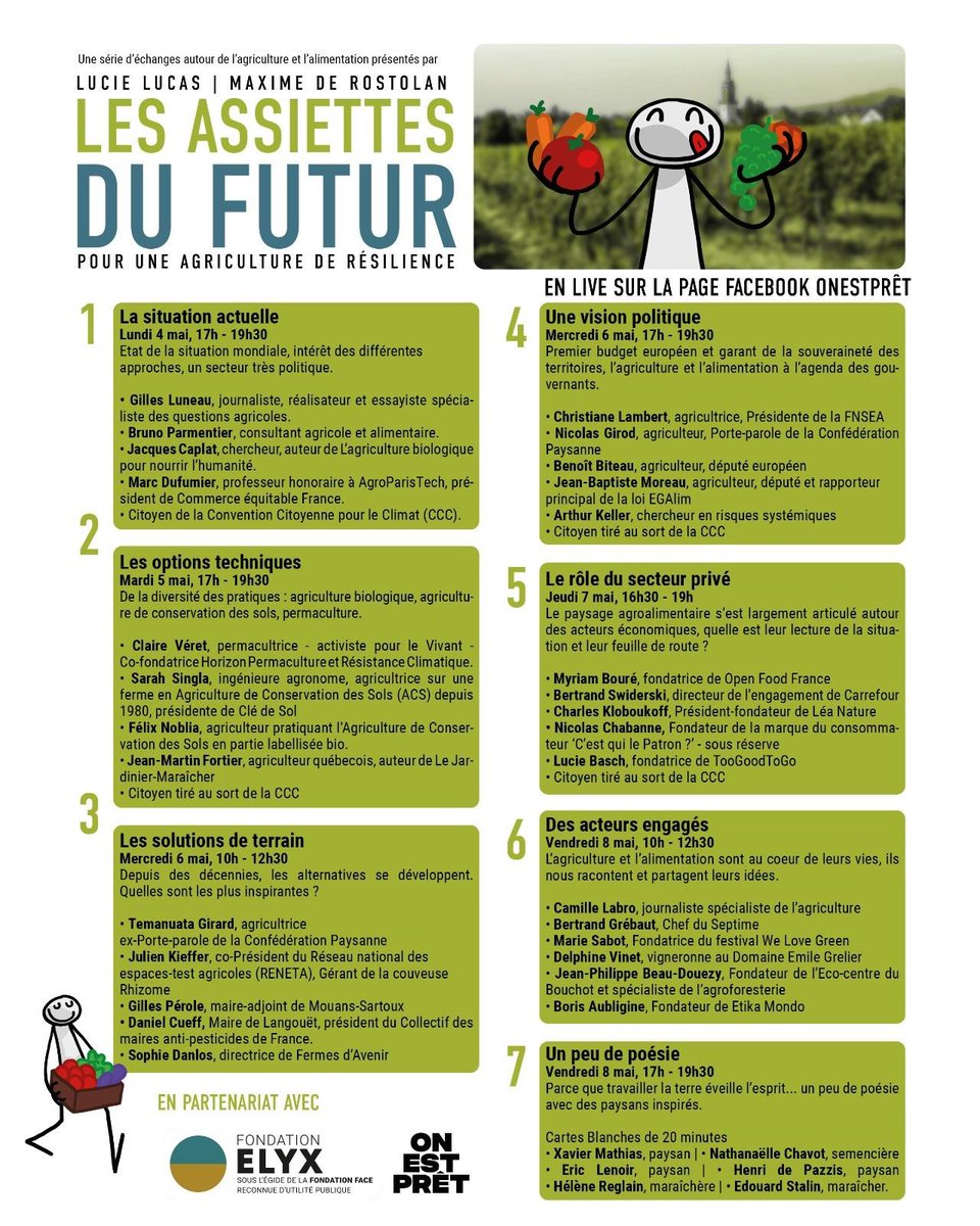 NourrirManger's tweet photo. Rendez-vous à 17 h ce lundi 4 pour prendre du recul sur l'histoire de l'agriculture, la situation actuelle et "les assiettes du futur", pour un "webinaire" retransmis sur la chaine "Les mondes d'après" : https://t.co/1WP3lXKlUZ https://t.co/ALBqjhjFGn