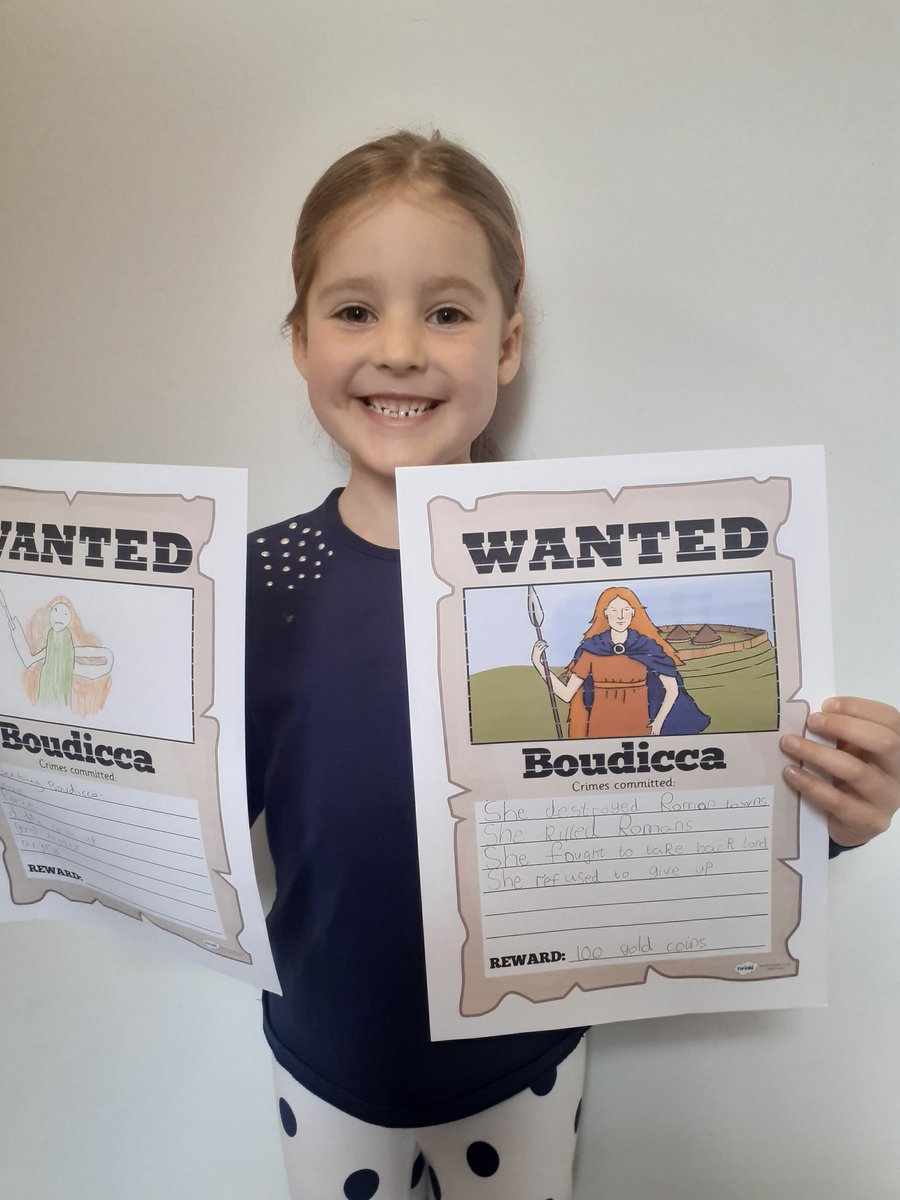 GuyAspin's tweet photo. @MWInfantSchool @MWISClass7 Alice has been learning about Boudicca this morning. She quite likes the sound of her! https://t.co/3JZ7Xs15BY
