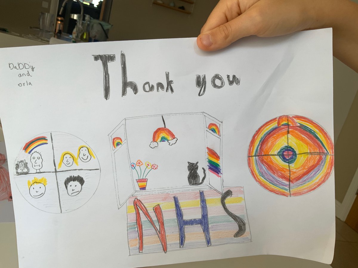 ArtDownsend's tweet photo. Thank you @mrs_darl for the fantastic window illustration. We LOVED using it in this morning's Daily Doodle. Here are a few @DownsendSchool creations... Well done Orla, Lottie and Daniella #ThankYouNHS #dailydoodle #create #keepdrawing https://t.co/rI4I587kIg