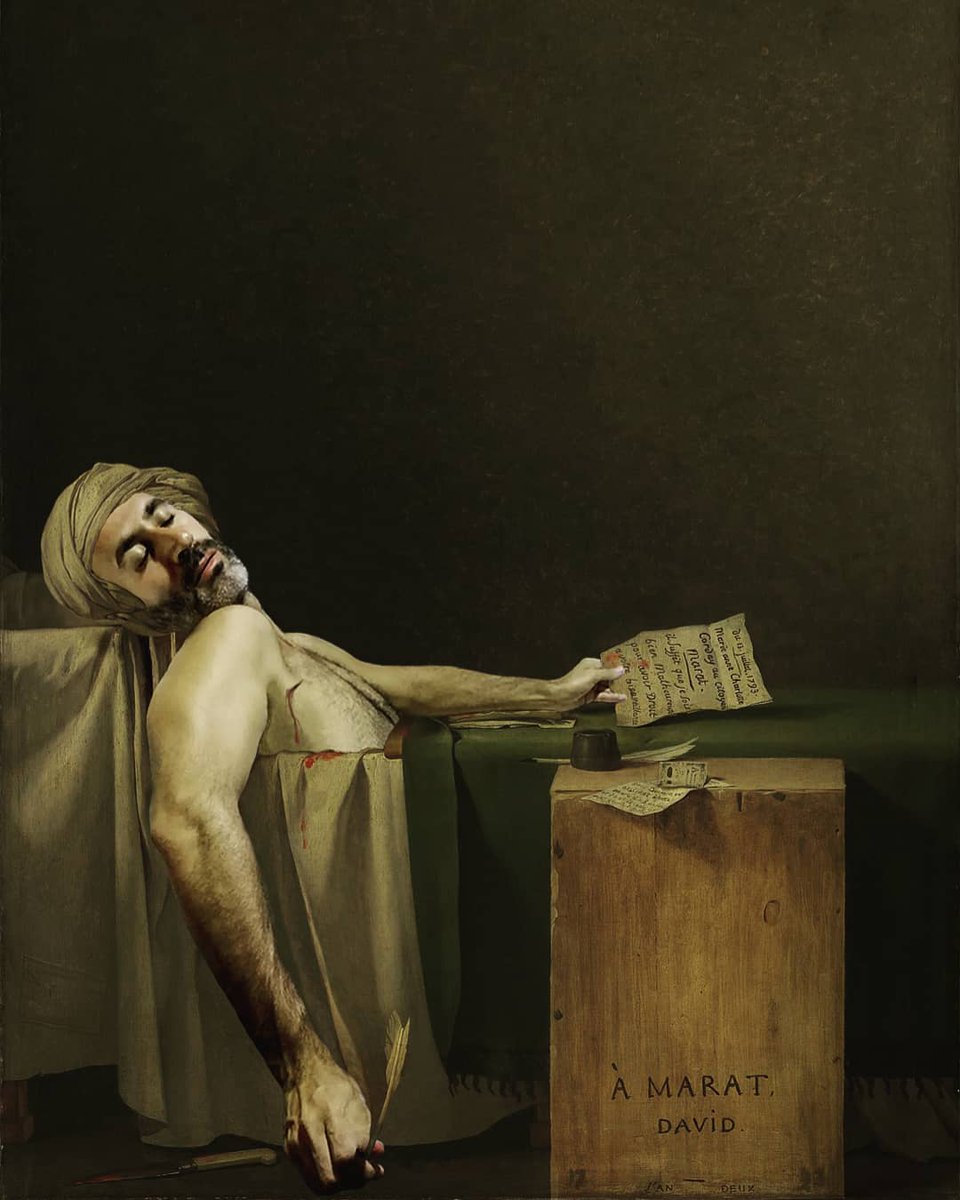 Homenaje a 'La muerte de Marat' (Jacques-Louis David) #artofquarantine #arte #art #artwork #pastiche