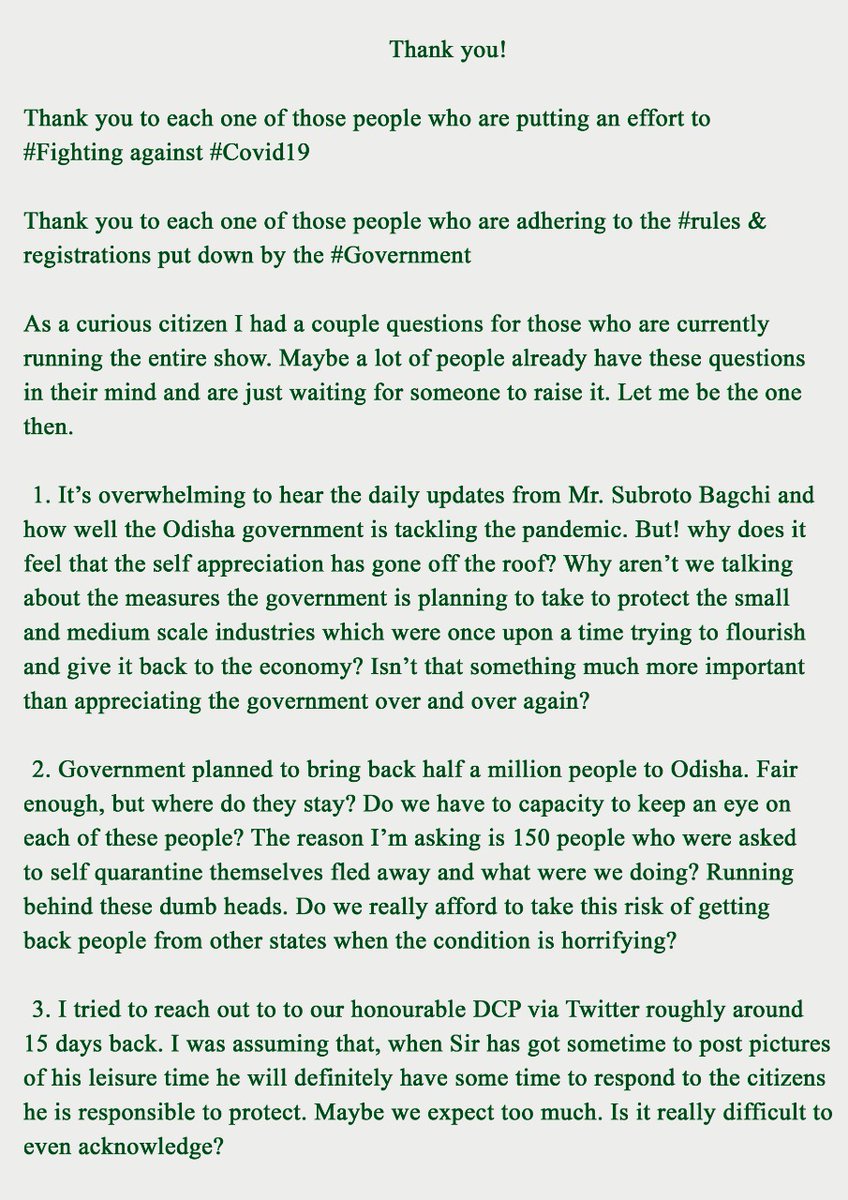 SkivasStudio's tweet photo. Kindly go through it. Will be happy if you feel this needs to be shared more.🙏
#Ineedananswer  #Peopleneedananswer  #FightingCovid19  #AnswerUs  #GuideUs  #Stoppraisingyourselves #Awarness  #Important  #Voice #WhatYouFeel  #Askforananswer  #COVID19Odisha #OdishaFightsCoronavirus https://t.co/W7Vt5U0UCT
