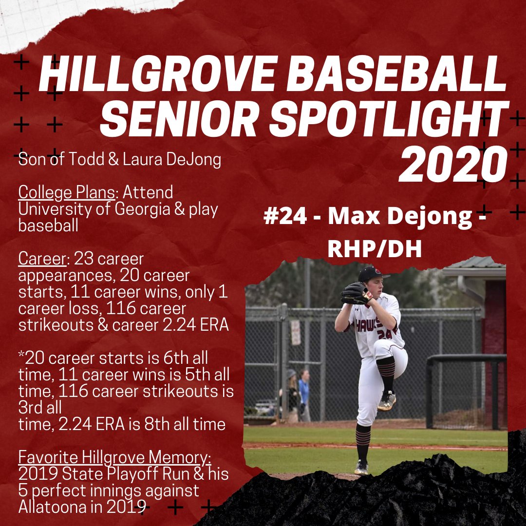 Day 7 of 2020 <a href="/hghawksbaseball/">Hillgrove Baseball</a> Senior Spotlight is Max DeJong

Thank you Max for all of your contributions and good luck at <a href="/BaseballUGA/">Georgia Baseball</a> 

Once a HAWK, always a HAWK. We are proud of you

<a href="/hillgrovesports/">Hillgrove Hawks</a>