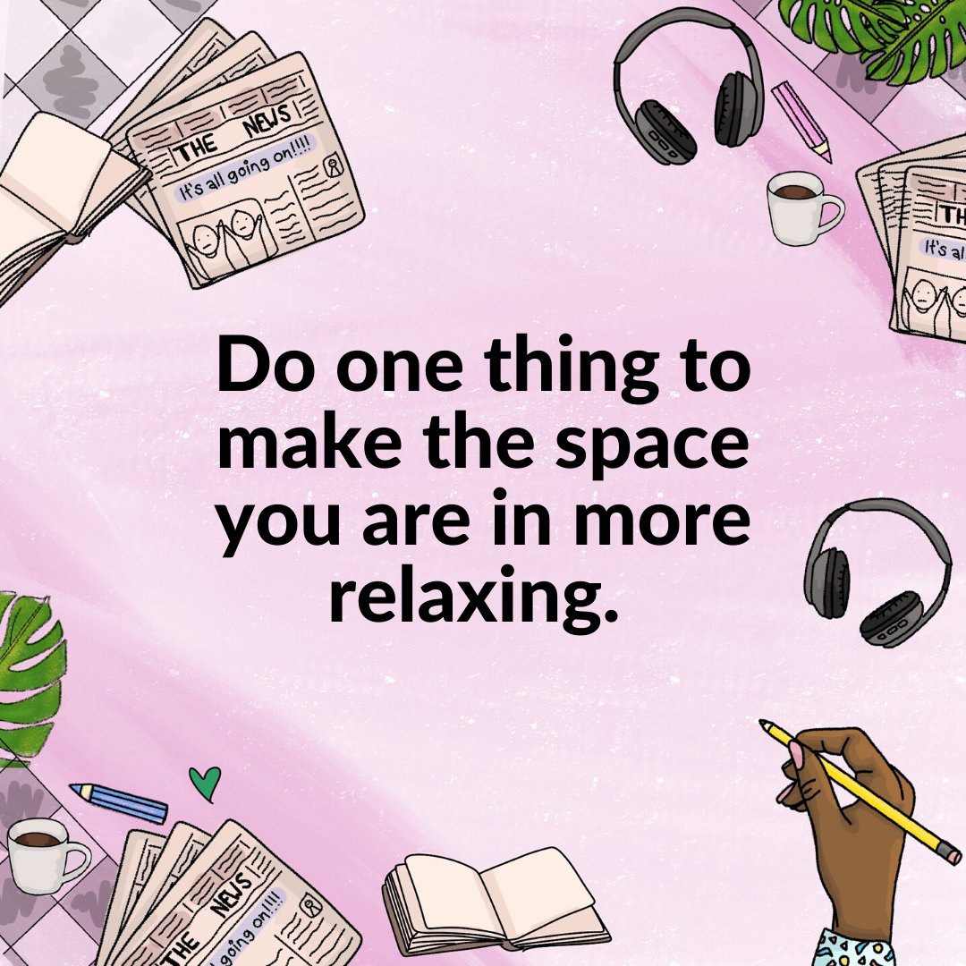 ContactMcr's tweet photo. It's the last day of #AWeeksNotice, and we want to leave you somewhere nice. So today's prompt from @only_hmdis to #takenotice of the space around you, and do at least one thing to make it more relaxing. Fold a blanket, light a candle, tidy that mug. https://t.co/F9Cgwmk7A9
