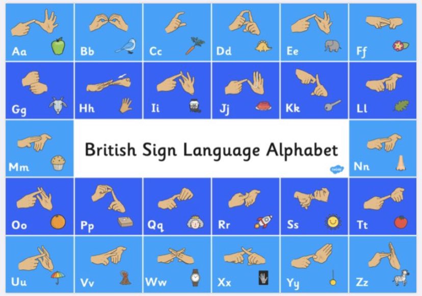 MissBJones2's tweet photo. Would you like to learn a new skill during isolation? Why not learn some sign language. With 87,000 people using it in the UK alone, it is a very useful skill. @BritishSignBSL #DeafAwarenessWeek https://t.co/3aD4y8l4Uf