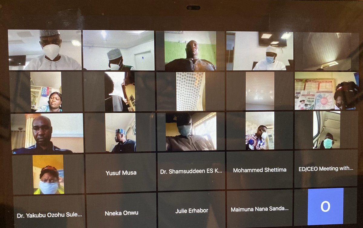NphcdaNG's tweet photo. The weekly meeting between the ED/CEO NPHCDA, Dr. Faisal Shuaib and Executive Secretaries, State Primary Health Board is ongoing. 
Today, members share update/feedback on current efforts towards managing and halting the community spread of Covid-19 virus in states. https://t.co/5G6J8kKfdW