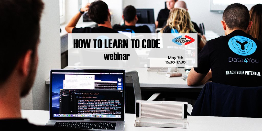 codeBoot's tweet photo. On May 7th we will hold our info session 👨🏼‍💻 webinar. If you want to participate, sign up on our web!📝 📣

#data4you #infosession #learntocode #webinar #codingbootcamppraha #codebootpraha #praha #coding #code #webdev #programming #teachcode #HTML #CSS #javascript #JS https://t.co/qVecnZUYoK