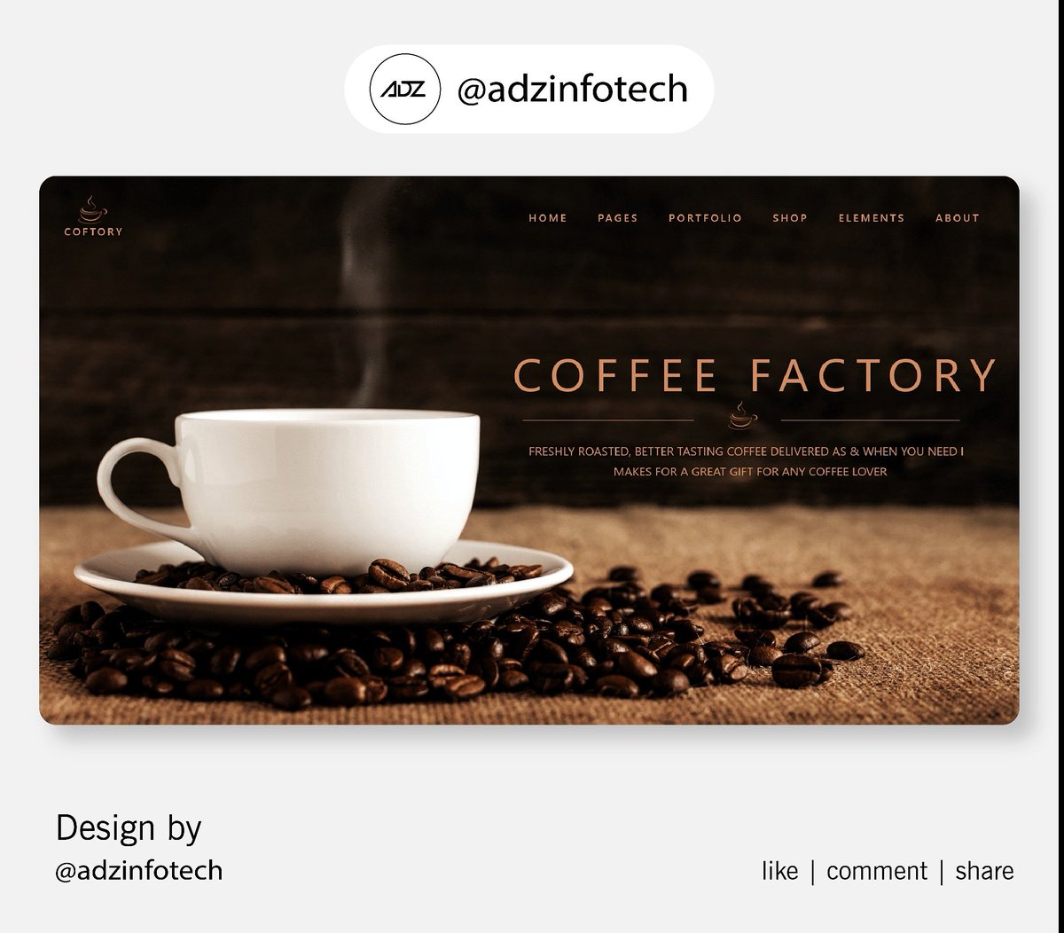 adztechsolution's tweet photo. Beautiful Web Design for Coffee Factory by @AdzInfotech
-
-
-
#website #coffe #factory #graphicdesigner #appdesign
#uxinspiration #uiinspiration #webmaster #websitebrainy #design #pixelwebworks #uxbrainy #freelancer #dailyui #ui #ux #uidesign https://t.co/oXGuDLah6G